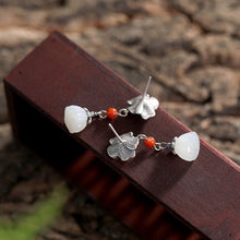 Natural Jade Earrings Nephrite Agate Silver Earrings