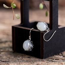 Natural Jade Earrings Nephrite Silver Earrings