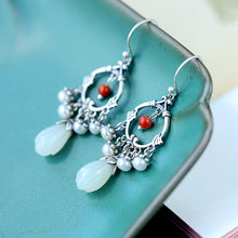 Natural Jade Earrings Nephrite Agate Pearl Silver Earrings