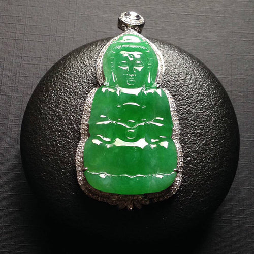 Natural Jade Pendant Jadeite Gold Guan Yin Pendant