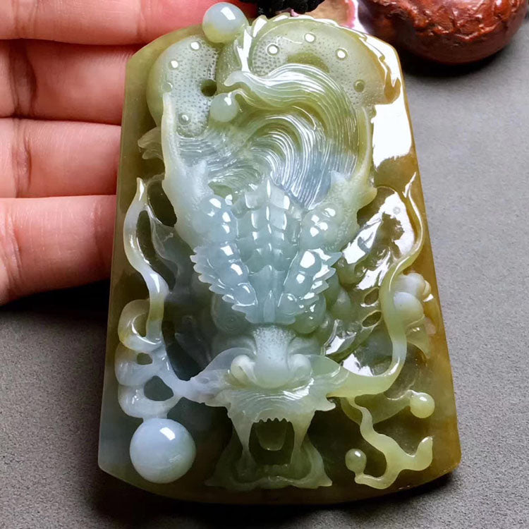 Natural jade jadeite carving collectibles Chinese dragon