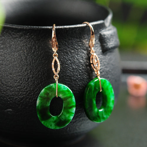 Natural jade earrings jadeite gold earrings