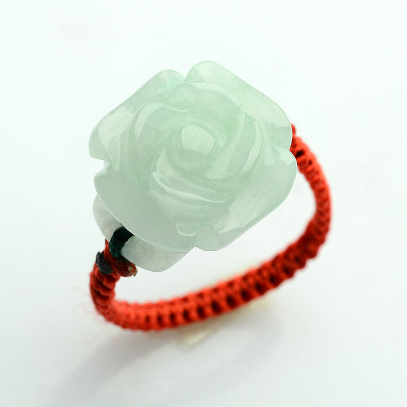 Natural jade jadeite ring rose flower wholesale