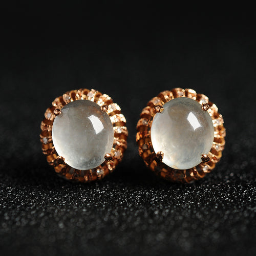 Natural jade earrings jadeite gold earrings