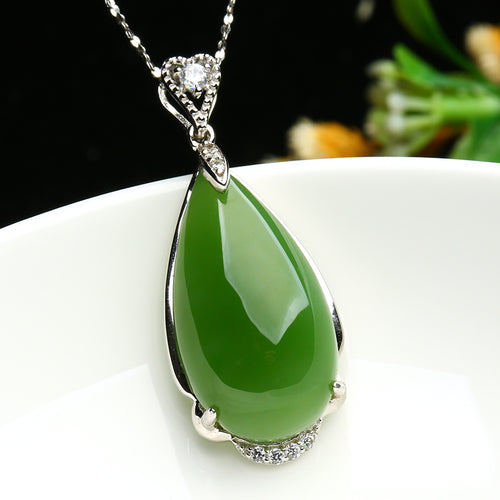 Natural jade pendant nephrite silver pendant necklace