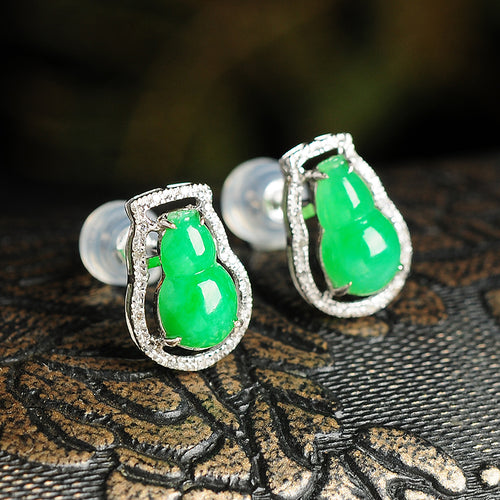 Natural jade earrings jadeite gold earrings