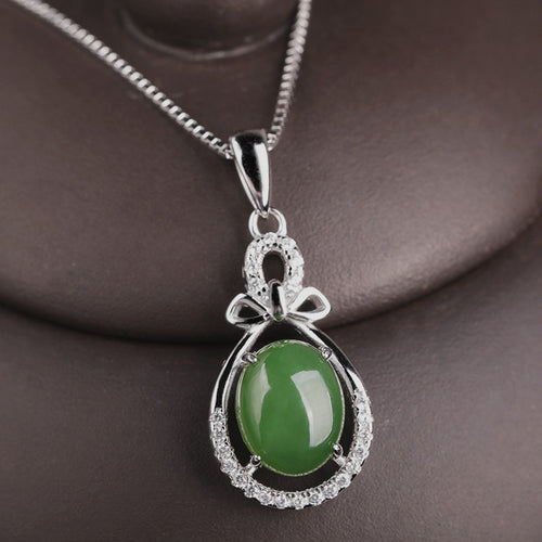 Natural Jade Pendant Nephrite Silver Pendant