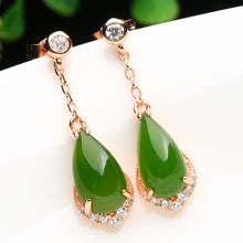 Natural jade earrings silver nephrite earrings wholesale
