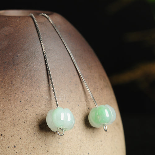 Natural Jade Earrings Jadeite Silver Earrings
