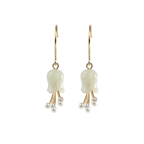 Natural Jade Earrings Nephrite Silver Earrings