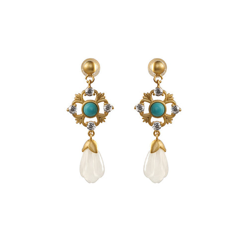 Natural Jade Earrings Nephrite Silver Earrings