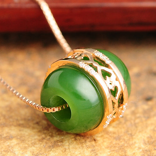 Natural Jade Pendant Nephrite Gold Pendant