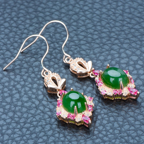 Jade Nephrite Silver Jade Earrings
