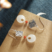 Natural Jade Earrings Nephrite Silver Earrings