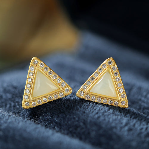 Natural Jade Earrings Nephrite Silver Earrings