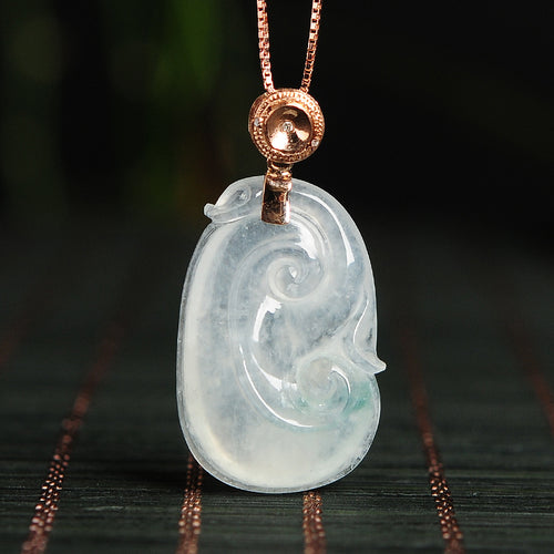 Natural Jade Pendant Jadeite Ruyi Gold Pendant