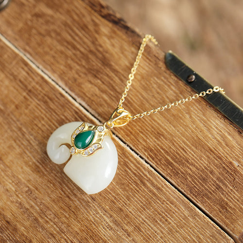 Natural Jade Pendant Nephrite Agate Silver Pendant