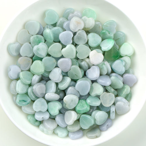 Natural jade jadeite beads heart-shaped mixed colors wholesale