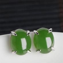 Natural Jade Earrings Nephrite Silver Earrings