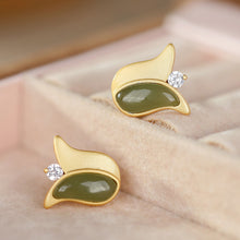 Natural Jade Earrings Nephrite Silver Earrings ZNE255