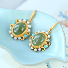 Natural Jade Earrings Nephrite Turquoise Pearl Silver Earrings