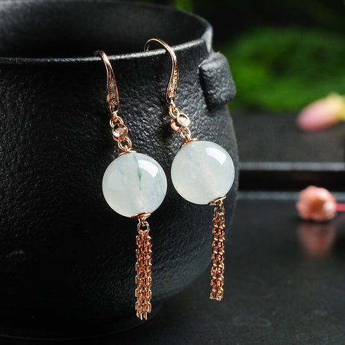 Natural jade earrings jadeite gold earrings