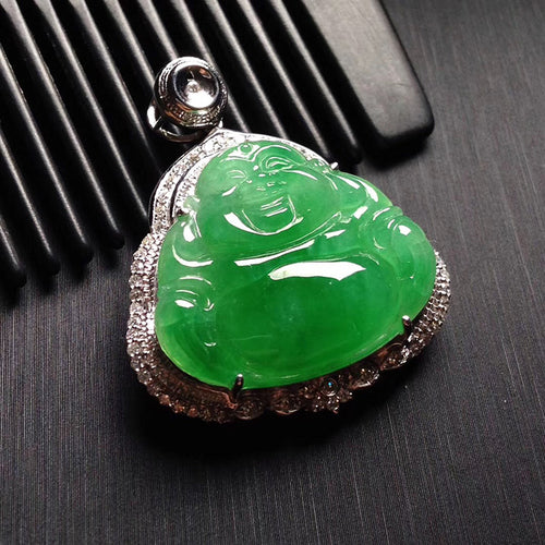 Natural Jade Pendant Jadeite Gold Buddha Pendant