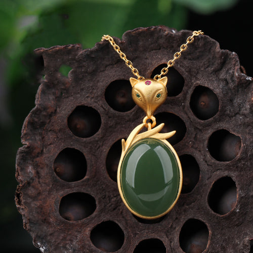 Natural Jade Pendant Nephrite Silver Pendant