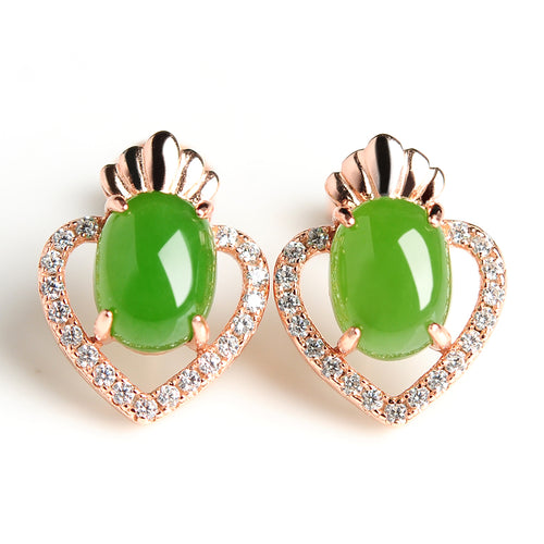 Natural jade earrings silver nephrite earrings wholesale