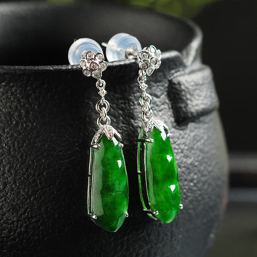 Natural jade earrings jadeite gold earrings