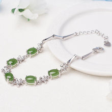 Natural Jade Bracelet Nephrite Silver Bracelet