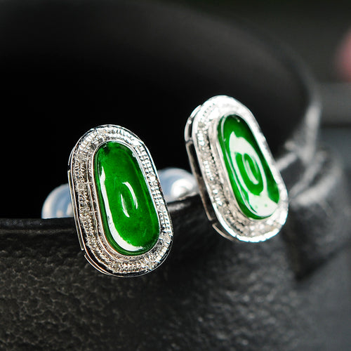 Natural jade earrings jadeite gold earrings