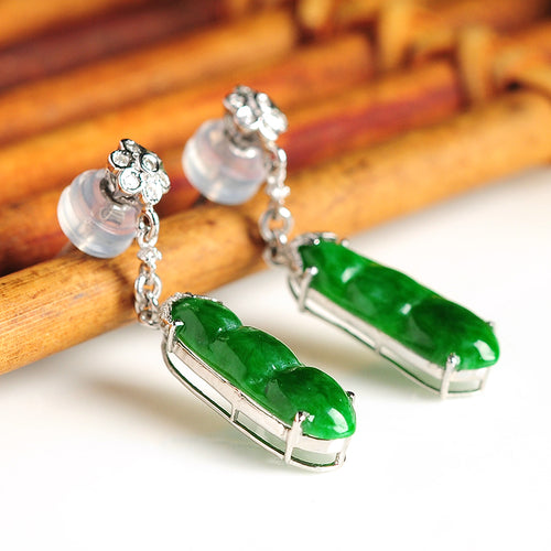 Natural jade earrings jadeite gold earrings