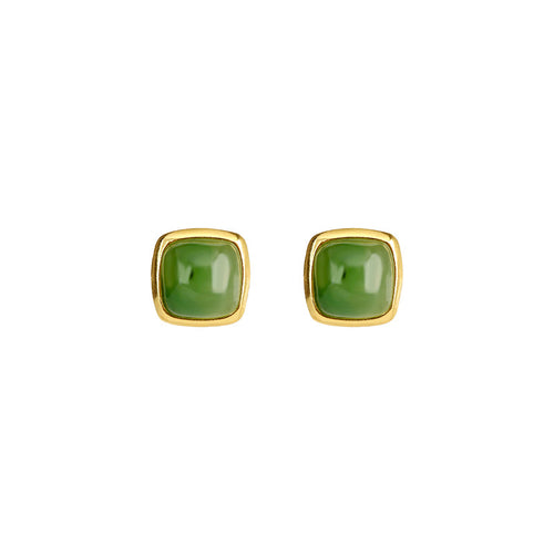 Natural Jade Earrings Nephrite Silver Earrings