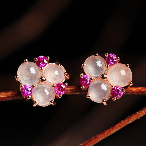 Natural jade earrings jadeite silver earrings