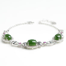 Natural jade green nephrite silver bracelet wholesale