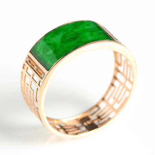 Natural jade ring gold jadeite ring
