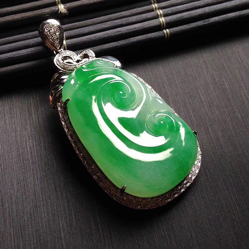 Natural Jade Pendant Jadeite Gold Ruyi Pendant