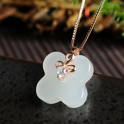 Natural jade pendant nephrite silver pendant necklace