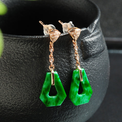 Natural jade earrings jadeite gold earrings