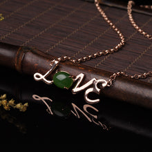 Natural Jade Pendant Nephrite Silver Love Pendant
