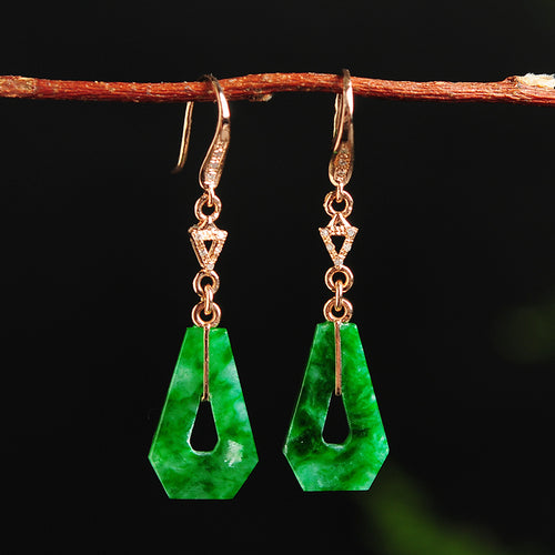 Natural jade earrings jadeite gold earrings