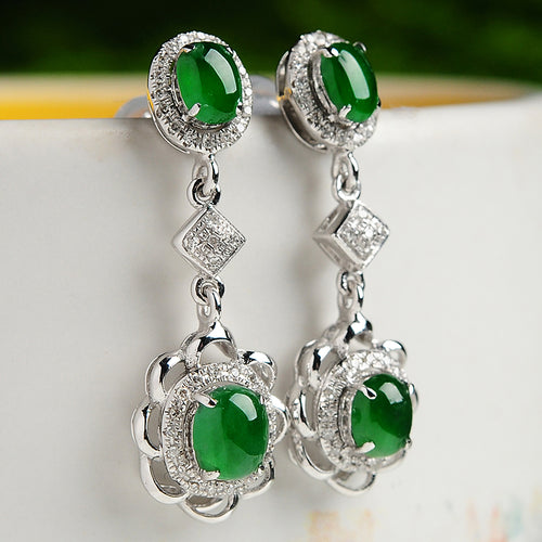 Natural jade earrings jadeite gold earrings