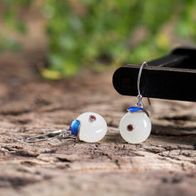 Natural Jade Earrings Nephrite Silver Earrings