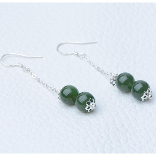 Jade Nephrite Silver Jade Earrings