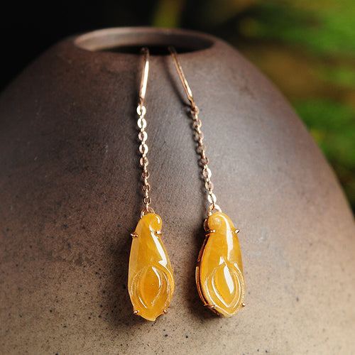 Natural Jade Earrings Jadeite Gold Earrings