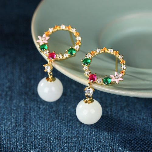 Natural Jade Earrings Nephrite Silver Earrings