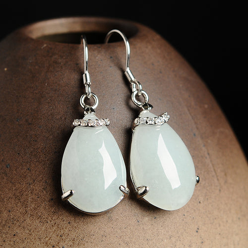 Natural Jade Earrings Jadeite Silver Earrings