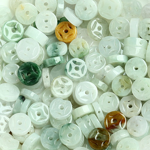 Natural jade jadeite coin beads mixed colors wholesale