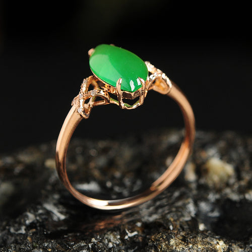 Natural jade ring gold jadeite ring